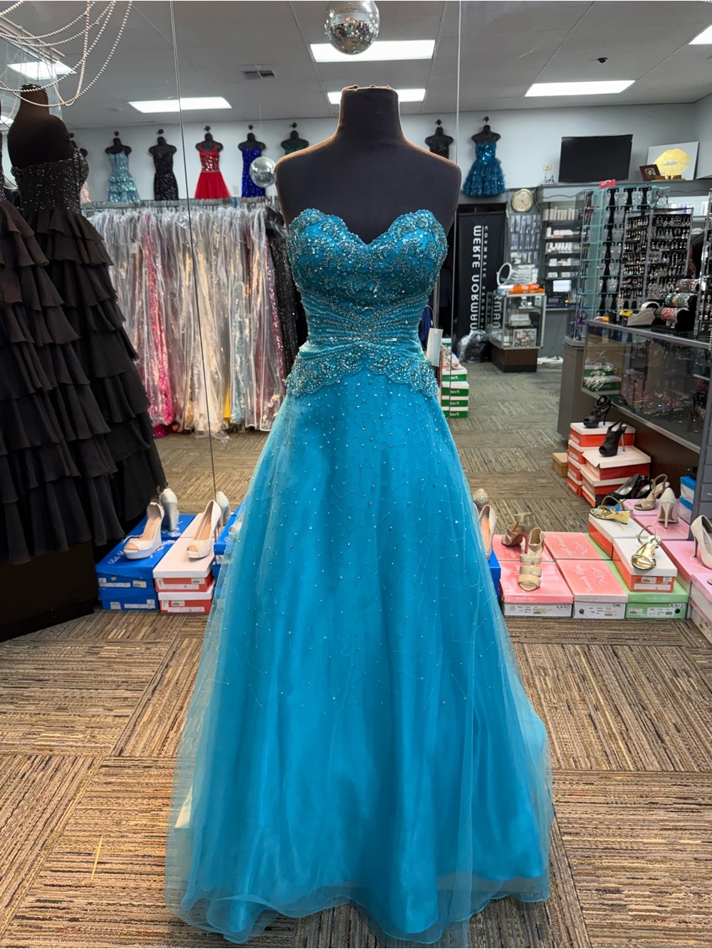 SERENA SIZE 4 3505 TURQUOISE PROM FORMAL PAGEANT DRESS